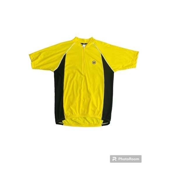 Canari Cycling Jersey Yellow Zip Medium 3 Back Pockets Short Sleeve - Picture 1 of 7